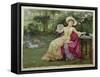 Drinking Coffee and Reading in the Garden-Edward Killingworth Johnson-Framed Stretched Canvas