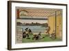 Drinking Party at Restaurant Kawachiro (Kawachiro? / Hiroshige-Ga)-Ando Hiroshige-Framed Art Print