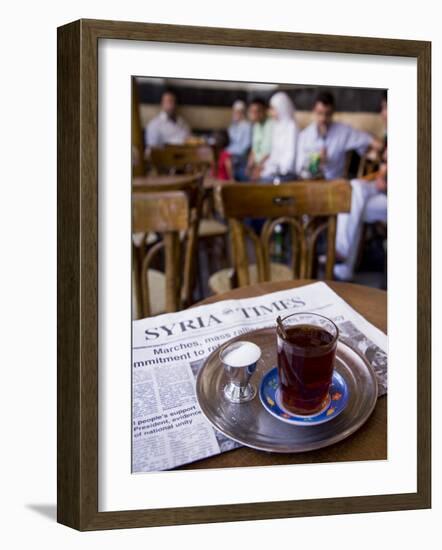 Drinking Tea in the Famous Al Nawfara Cafe in Old Damascus, Syria-Julian Love-Framed Photographic Print