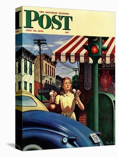 "Dripping Cones," Saturday Evening Post Cover, July 29, 1944-Stevan Dohanos-Stretched Canvas