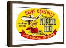 Drive Carefully, Pioneer Club, Las Vegas, Nevada-null-Framed Art Print