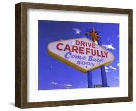 Drive Carefully Sign, Las Vegas, Nevada, USA-Gavin Hellier-Framed Photographic Print