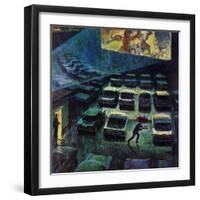 "Drive-In Movie in the Rain," May 13, 1961-John Falter-Framed Giclee Print