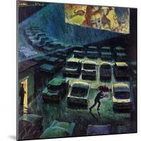 "Drive-In Movie in the Rain," May 13, 1961-John Falter-Mounted Giclee Print