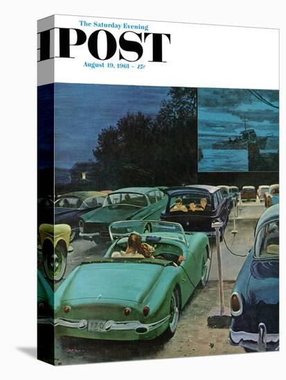 "Drive-In Movies," Saturday Evening Post Cover, August 19, 1961-George Hughes-Stretched Canvas