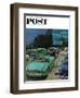 "Drive-In Movies," Saturday Evening Post Cover, August 19, 1961-George Hughes-Framed Giclee Print
