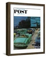 "Drive-In Movies," Saturday Evening Post Cover, August 19, 1961-George Hughes-Framed Premium Giclee Print