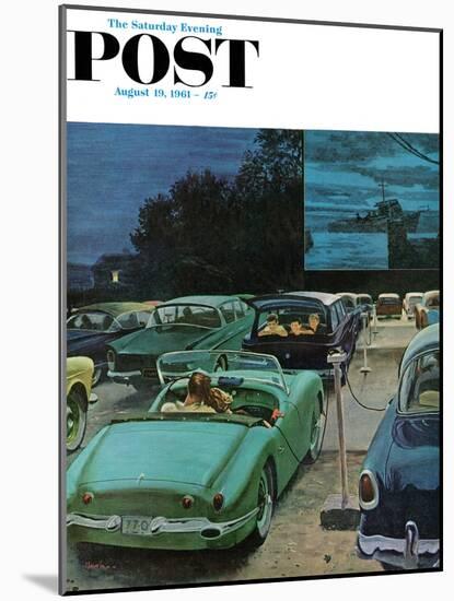 "Drive-In Movies," Saturday Evening Post Cover, August 19, 1961-George Hughes-Mounted Giclee Print