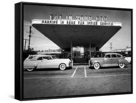 Drive-In-Restaurant, in Los Angeles Suburb-Loomis Dean-Framed Stretched Canvas