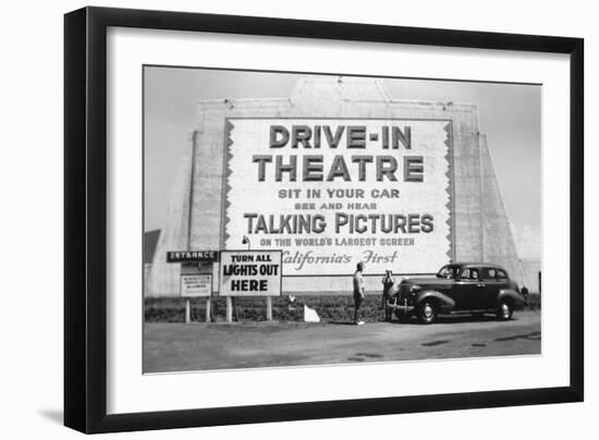 Drive-In Theatre, Los Angeles, California-null-Framed Art Print