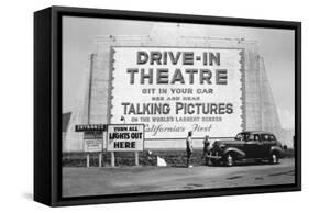 Drive-In Theatre, Los Angeles, California-null-Framed Stretched Canvas