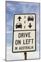 Drive on Left in Australia Sign-benkrut-Mounted Photographic Print