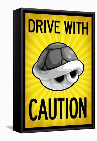 Drive With Caution Shell-null-Framed Stretched Canvas