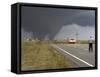 Driver Slows as a Tornado Crosses the Highway in Beaver County, Oklahoma-null-Framed Stretched Canvas