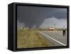 Driver Slows as a Tornado Crosses the Highway in Beaver County, Oklahoma-null-Framed Stretched Canvas
