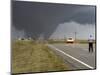 Driver Slows as a Tornado Crosses the Highway in Beaver County, Oklahoma-null-Mounted Photographic Print