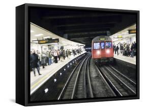 Drivers Eye View of Circle Line Train Entering Tube Station, London-Purcell-Holmes-Framed Stretched Canvas