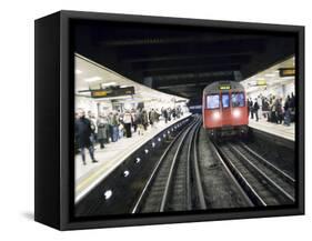 Drivers Eye View of Circle Line Train Entering Tube Station, London-Purcell-Holmes-Framed Stretched Canvas