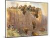 Driving Buffalo over the Cliff, 1914 (W/C, Ink and Gouache on Board)-Charles Marion Russell-Mounted Giclee Print