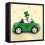 Driving Car Saint Patrick's Day-null-Framed Stretched Canvas