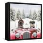 Driving Car Through a Snow Scene-null-Framed Stretched Canvas