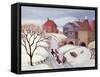 Driving Cows Home in the Snow-Margaret Loxton-Framed Stretched Canvas