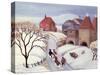 Driving Cows Home in the Snow-Margaret Loxton-Stretched Canvas