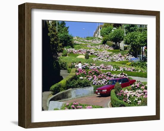 Driving Down Lombard Street, Russian Hill, California-Amanda Hall-Framed Photographic Print