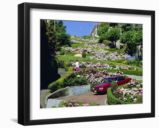 Driving Down Lombard Street, Russian Hill, California-Amanda Hall-Framed Photographic Print