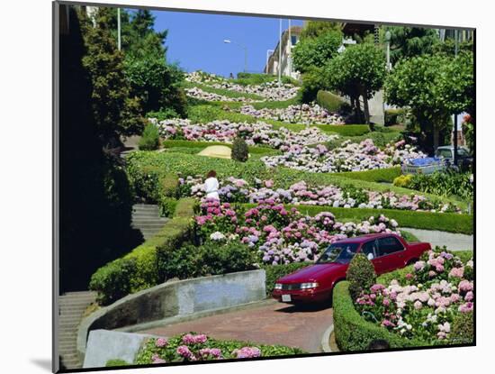 Driving Down Lombard Street, Russian Hill, California-Amanda Hall-Mounted Photographic Print