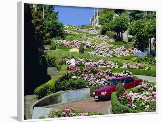 Driving Down Lombard Street, Russian Hill, California-Amanda Hall-Framed Photographic Print