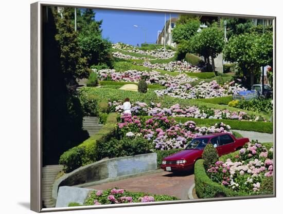 Driving Down Lombard Street, Russian Hill, California-Amanda Hall-Framed Photographic Print