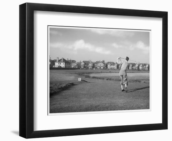 Driving from the 16th Hole on Wanstead Golf Course Essex-null-Framed Art Print