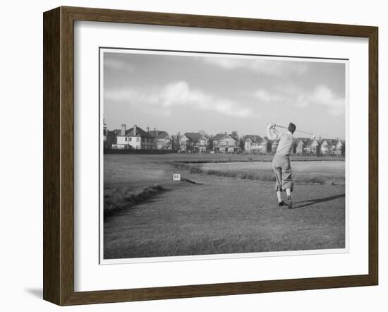 Driving from the 16th Hole on Wanstead Golf Course Essex-null-Framed Art Print