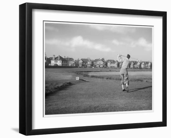 Driving from the 16th Hole on Wanstead Golf Course Essex-null-Framed Art Print