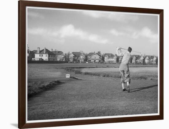 Driving from the 16th Hole on Wanstead Golf Course Essex-null-Framed Art Print