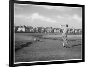 Driving from the 16th Hole on Wanstead Golf Course Essex-null-Framed Art Print