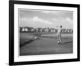 Driving from the 16th Hole on Wanstead Golf Course Essex-null-Framed Art Print