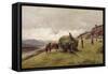 Driving hay-Erik Theodor Werenskiold-Framed Stretched Canvas