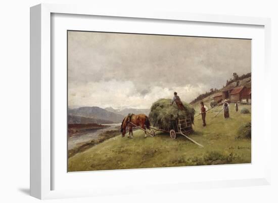 Driving hay-Erik Theodor Werenskiold-Framed Giclee Print