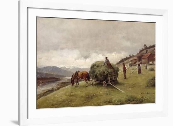 Driving hay-Erik Theodor Werenskiold-Framed Giclee Print