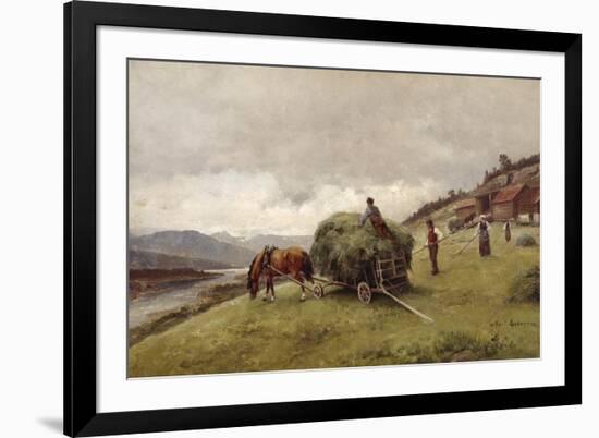 Driving hay-Erik Theodor Werenskiold-Framed Giclee Print