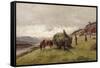 Driving hay-Erik Theodor Werenskiold-Framed Stretched Canvas