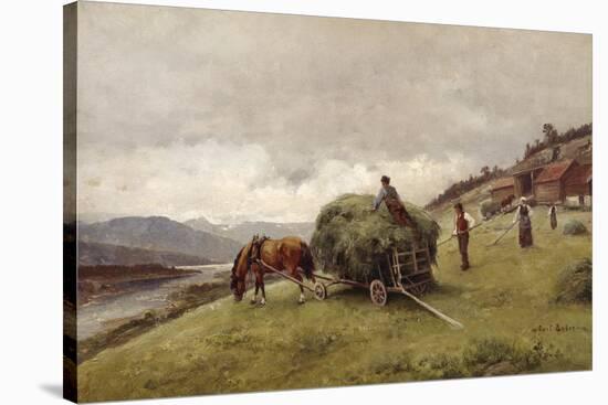 Driving hay-Erik Theodor Werenskiold-Stretched Canvas