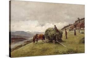 Driving hay-Erik Theodor Werenskiold-Stretched Canvas