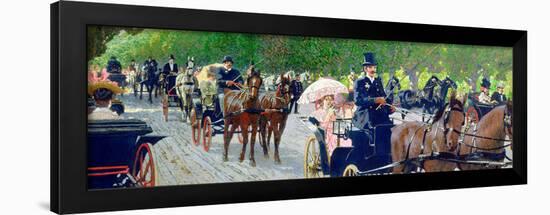 Driving in the Prater Park, 1900 (Oil on Canvas)-Maximilian Lenz-Framed Giclee Print