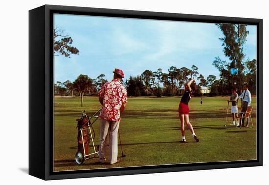 Driving off the Tee-null-Framed Stretched Canvas