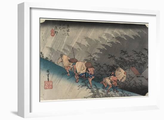 Driving Rain, Shono, C. 1833-Utagawa Hiroshige-Framed Giclee Print