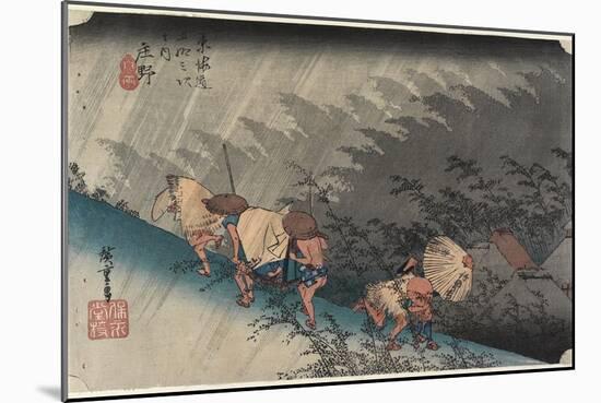 Driving Rain, Shono, C. 1833-Utagawa Hiroshige-Mounted Giclee Print