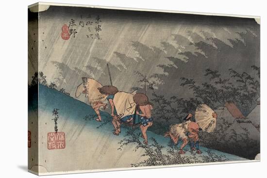 Driving Rain, Shono, C. 1833-Utagawa Hiroshige-Stretched Canvas